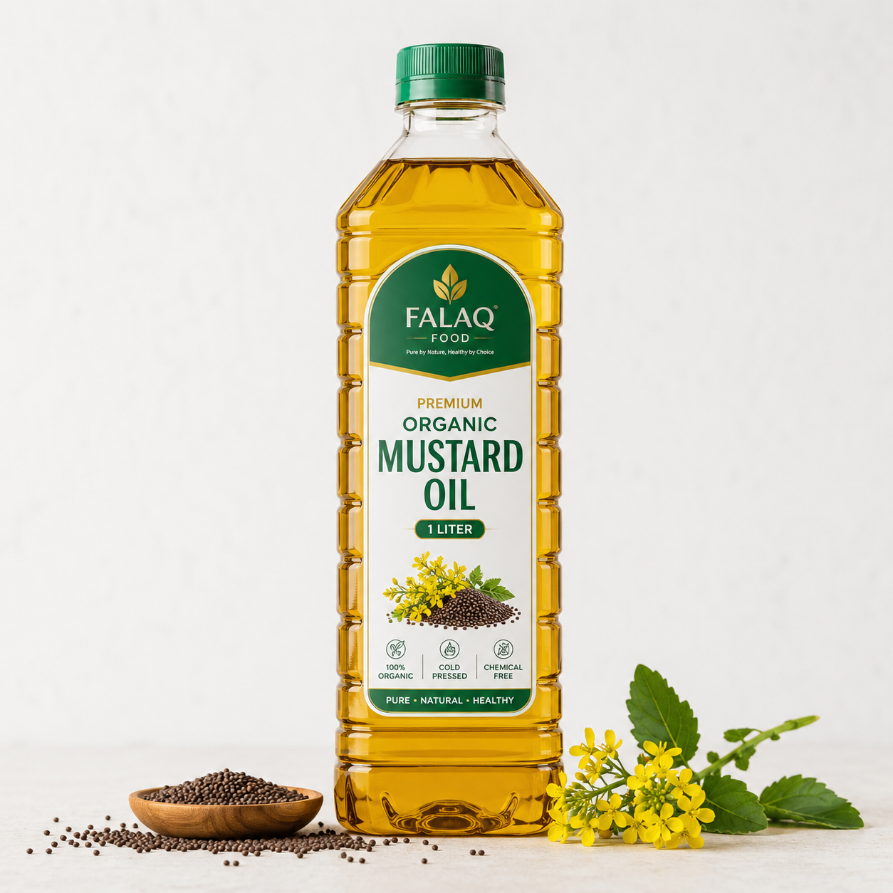 Premium Organic Mustard Oil 1 Liter | Falaq Food